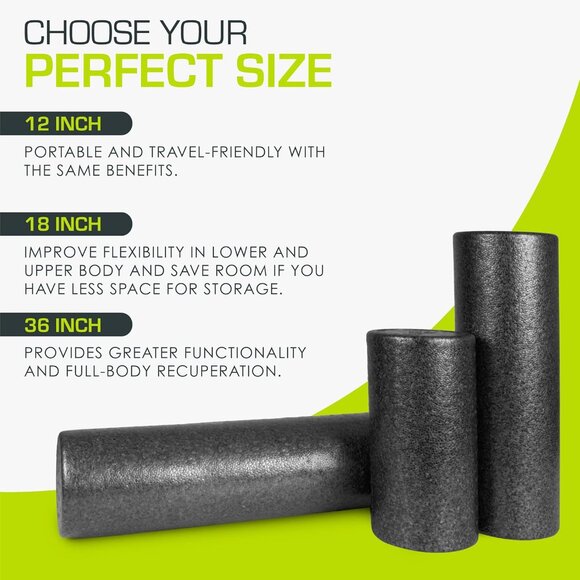 High Density Foam Rollers 12 - inches Long, Firm Full Body Athletic Massage Tool - Picture 5 of 7